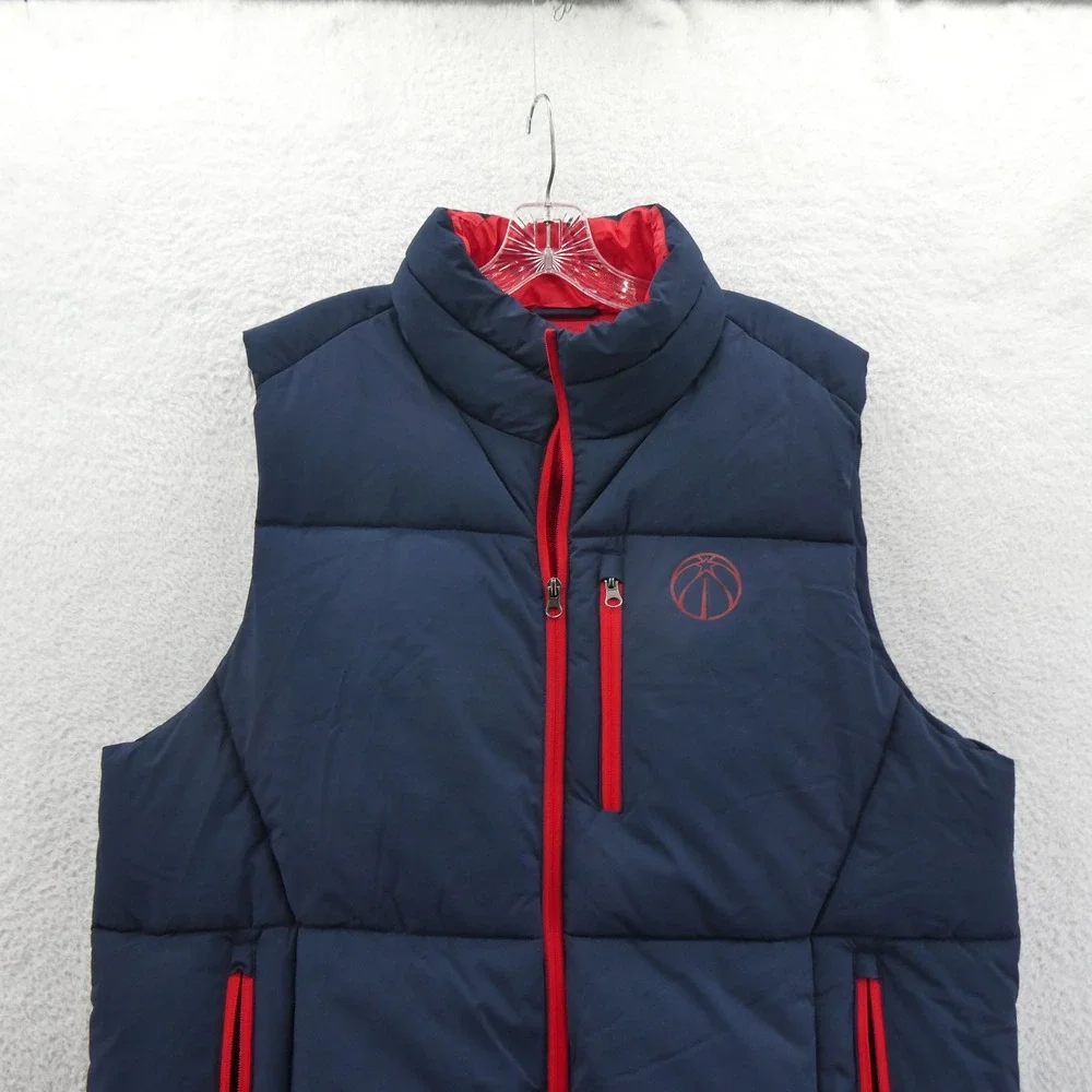 G-III Vest Mens Large NBA‎ Washington Wizards Navy Blue Red Puffer Full Zip Y2K